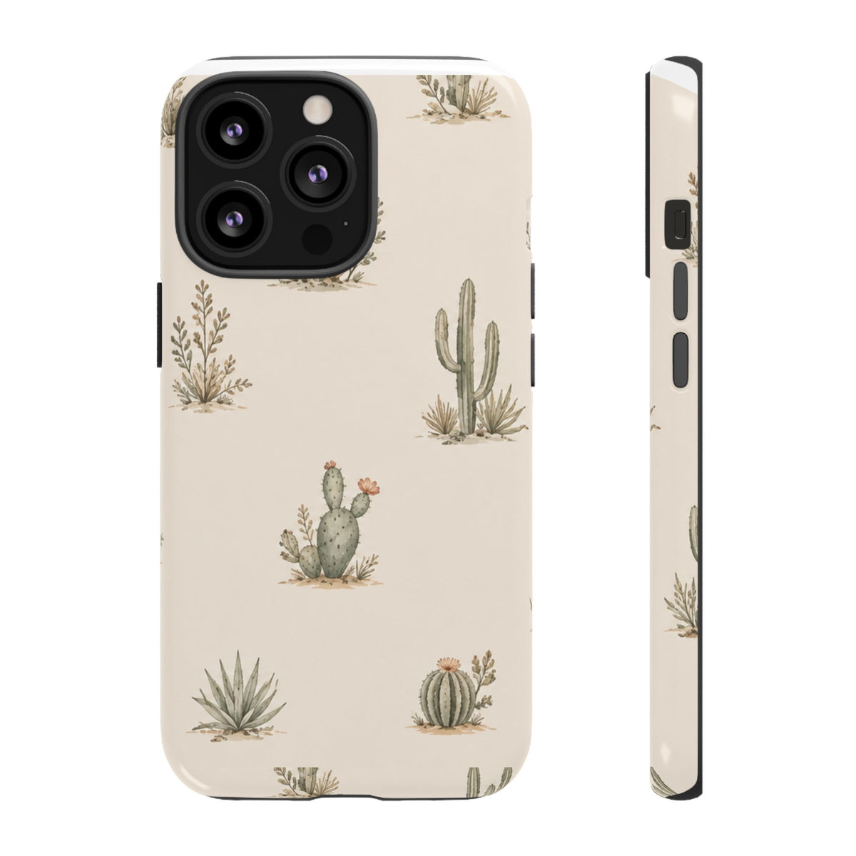 Cactus Pattern Tough Phone Case — Desert Floral Protective Cover