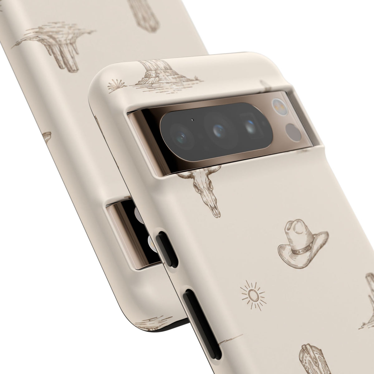 Western Desert Phone Case — Cowboy Boots, Cactus & Skull Pattern