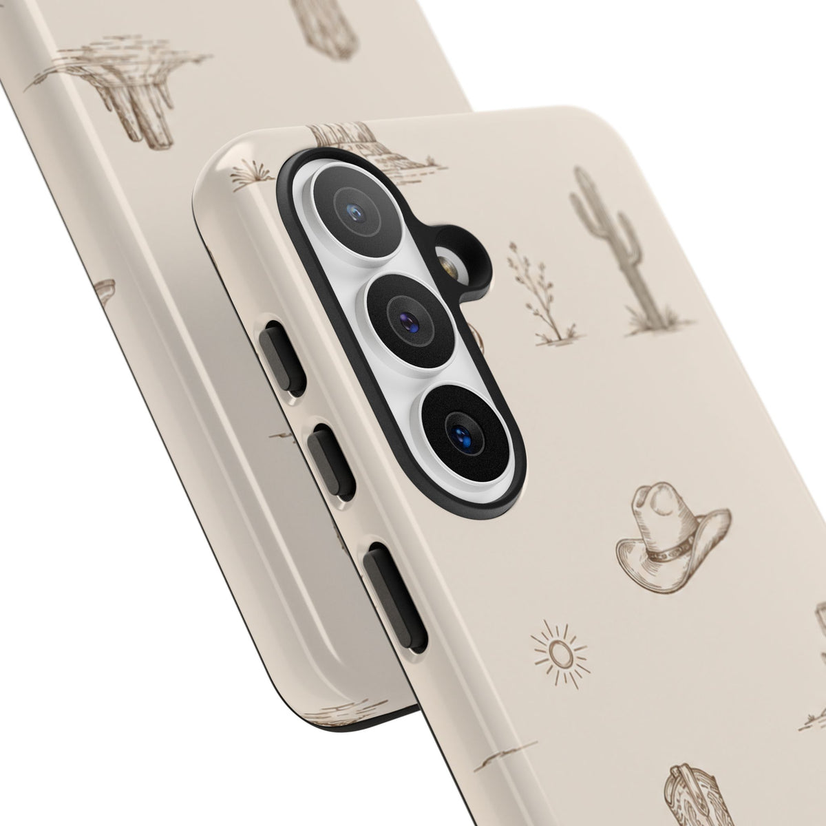 Western Desert Phone Case — Cowboy Boots, Cactus & Skull Pattern