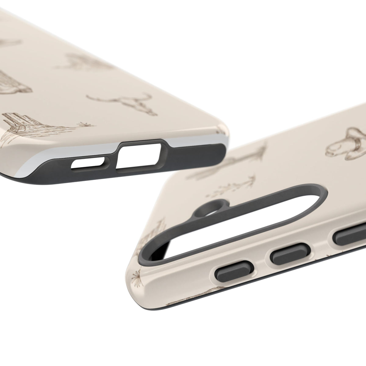 Western Desert Phone Case — Cowboy Boots, Cactus & Skull Pattern