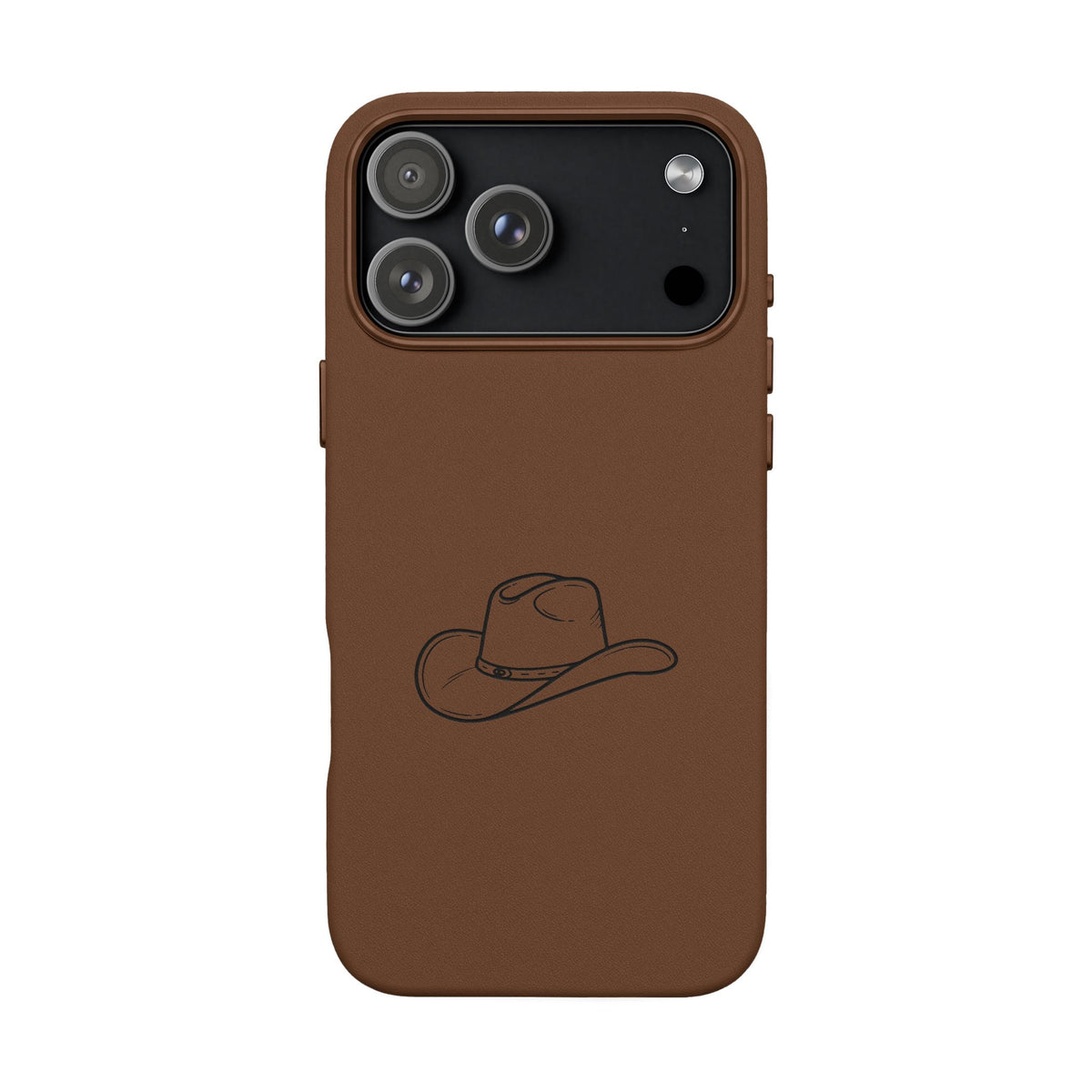 Étui Téléphone Cuir Gravé — Chapeau de Cowboy