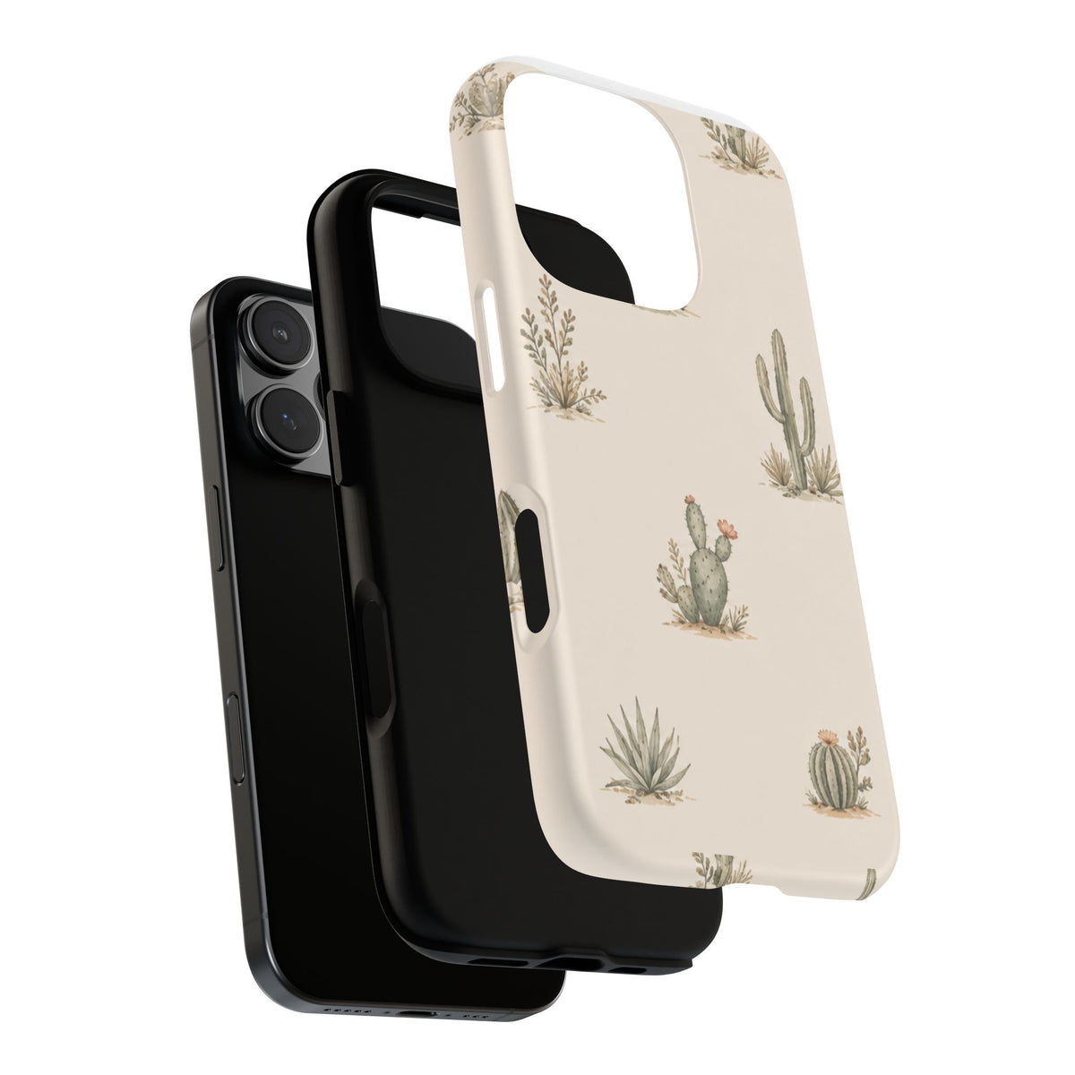 Cactus Pattern Tough Phone Case — Desert Floral Protective Cover
