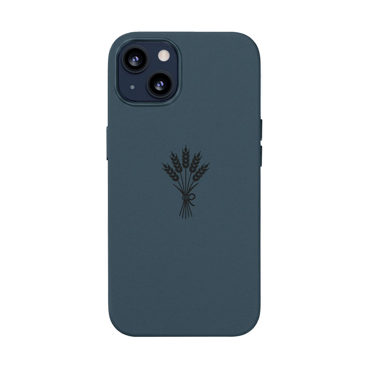 Étui Téléphone Cuir Gravé — Bouquet de Blé Minimaliste