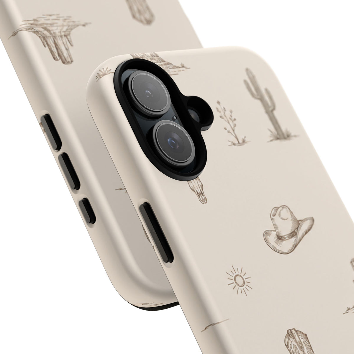 Western Desert Phone Case — Cowboy Boots, Cactus & Skull Pattern