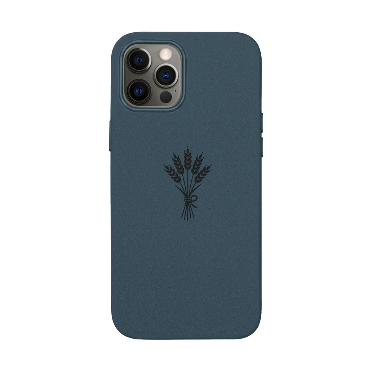 Étui Téléphone Cuir Gravé — Bouquet de Blé Minimaliste