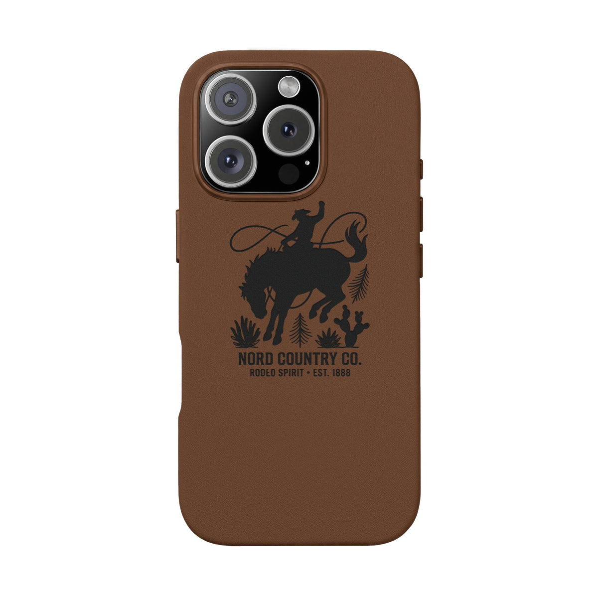 Étui Téléphone Cuir Gravé — Design Minimaliste Chameau