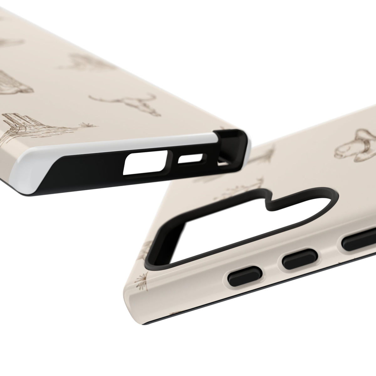 Western Desert Phone Case — Cowboy Boots, Cactus & Skull Pattern