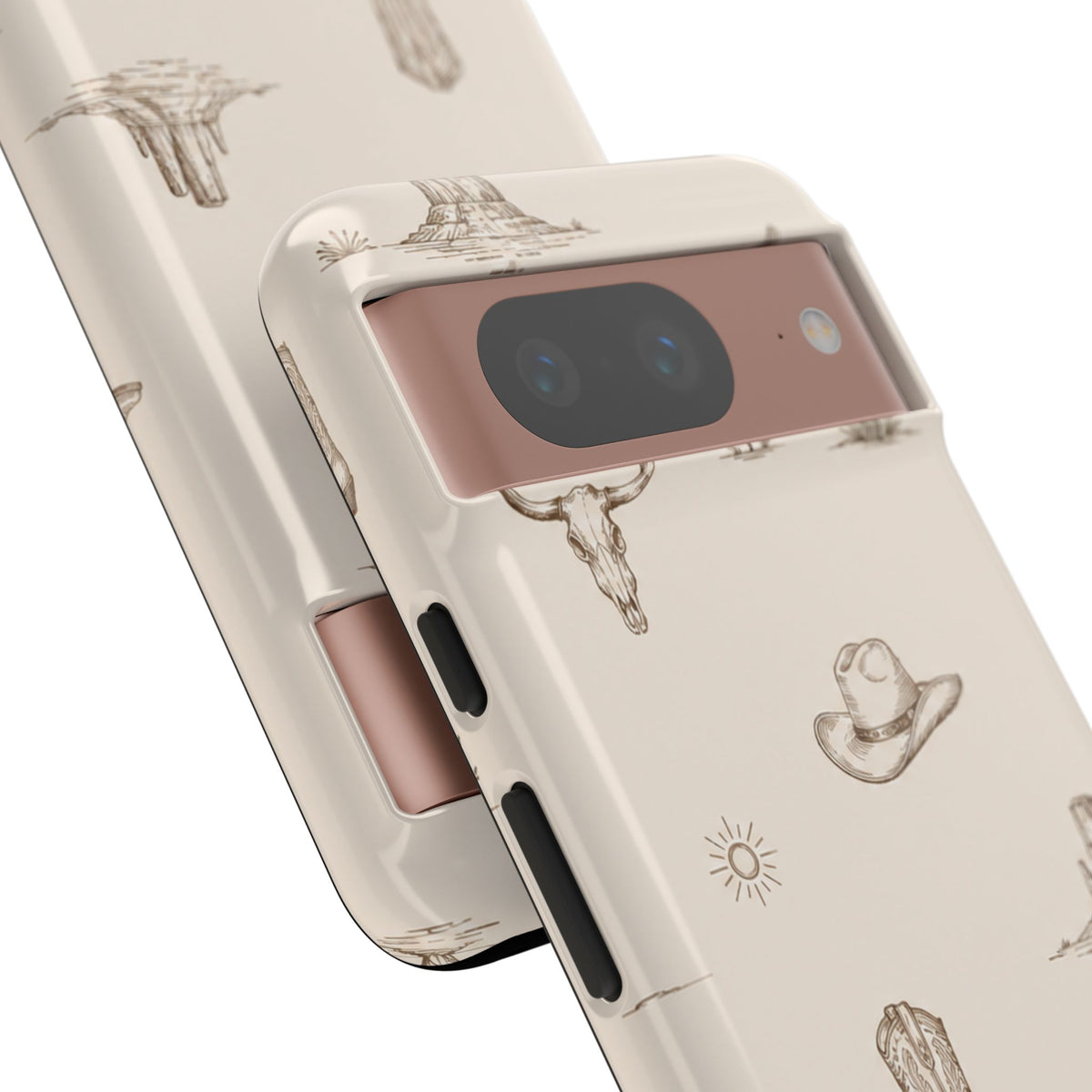 Western Desert Phone Case — Cowboy Boots, Cactus & Skull Pattern