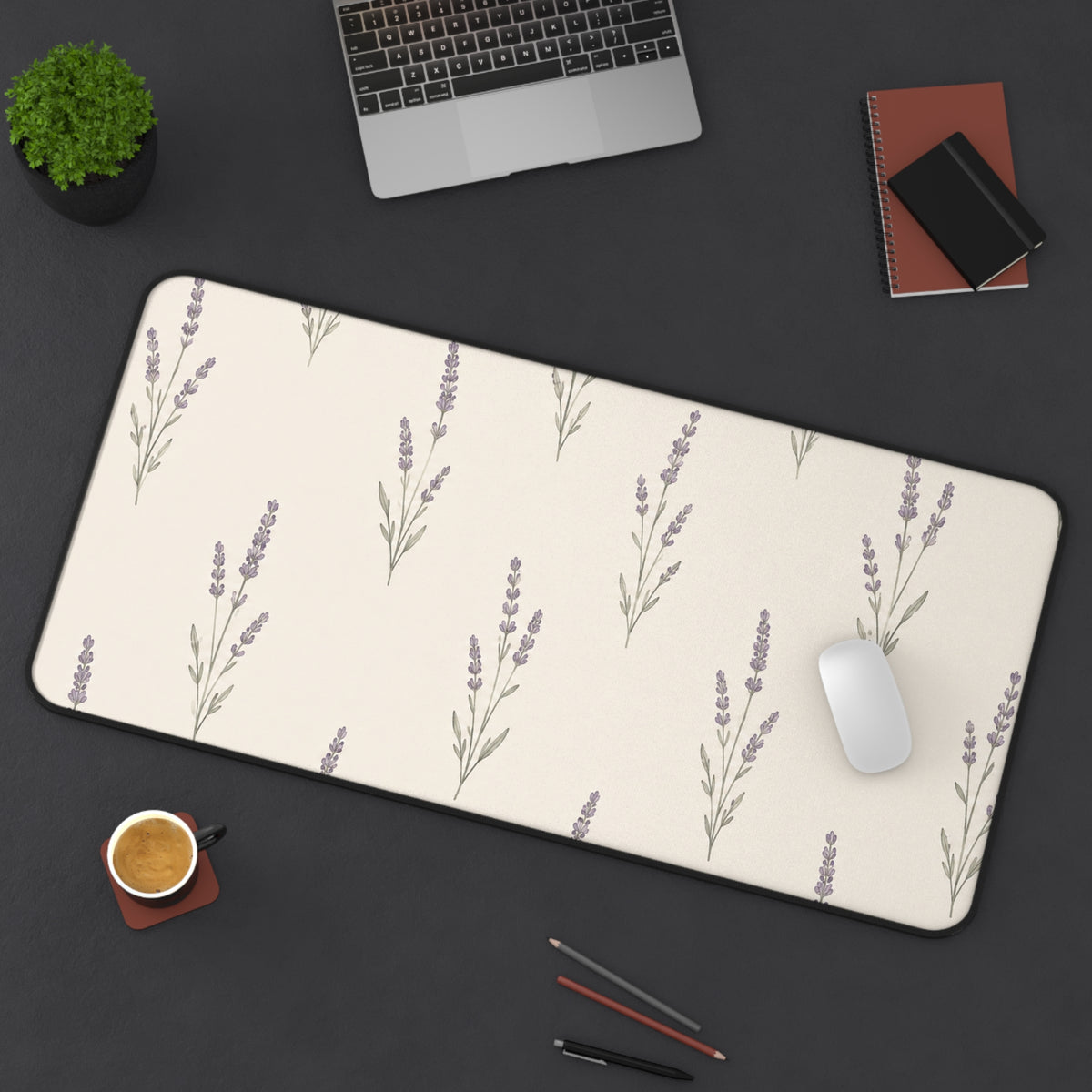 Lavender Sprig Desk Mat — Floral Computer Pad for Home Office & Study