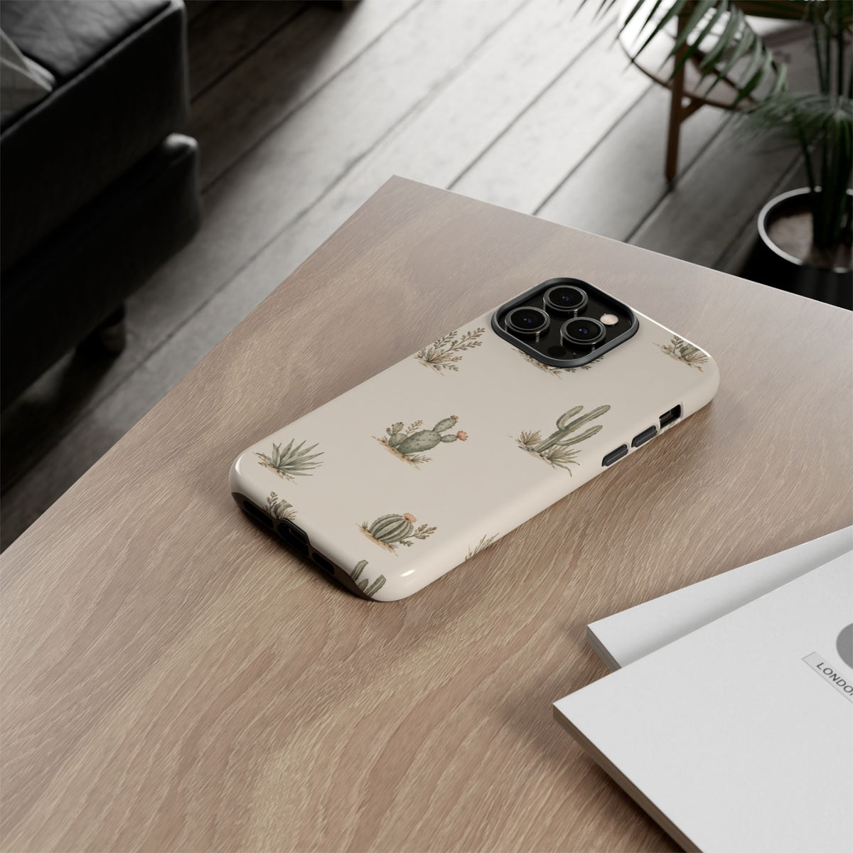 Cactus Pattern Tough Phone Case — Desert Floral Protective Cover