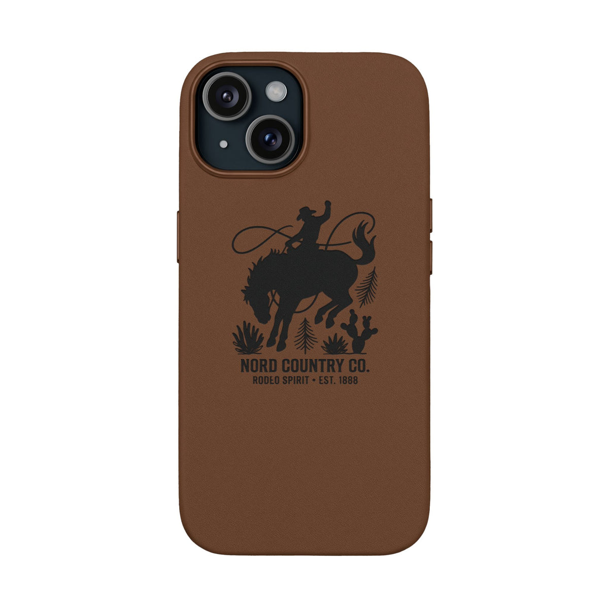 Étui Téléphone Cuir Gravé — Design Minimaliste Chameau
