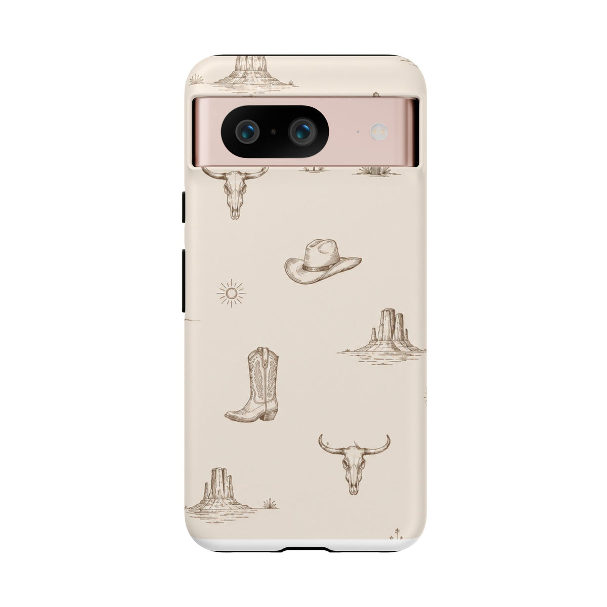 Western Desert Phone Case — Cowboy Boots, Cactus & Skull Pattern