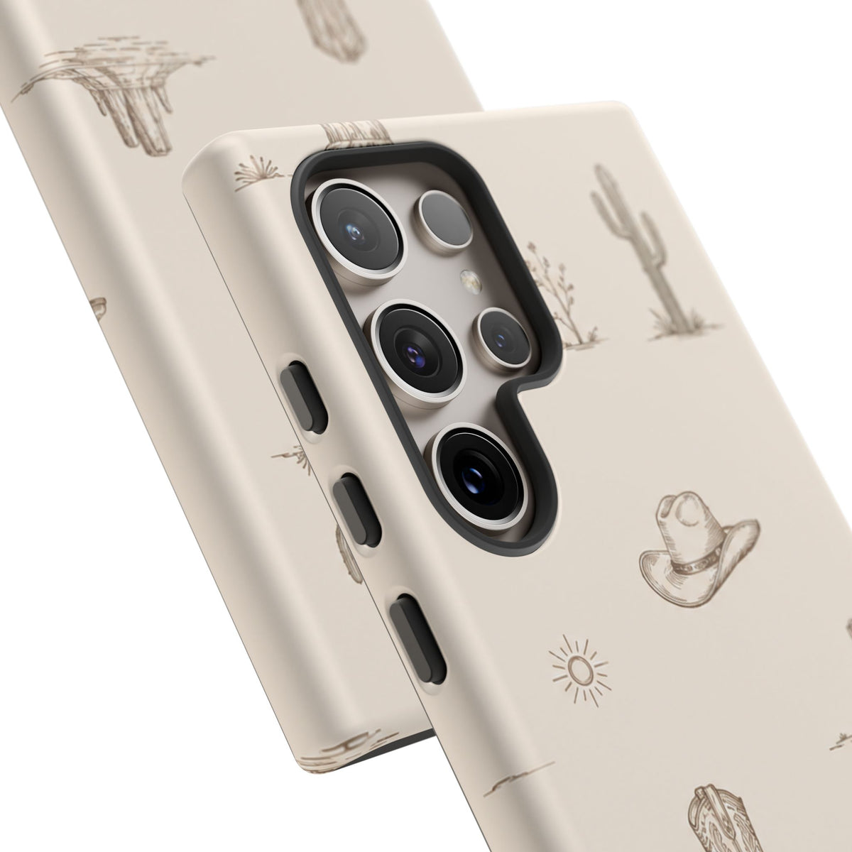 Western Desert Phone Case — Cowboy Boots, Cactus & Skull Pattern