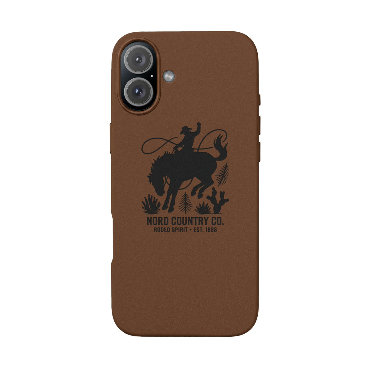 Étui Téléphone Cuir Gravé — Design Minimaliste Chameau