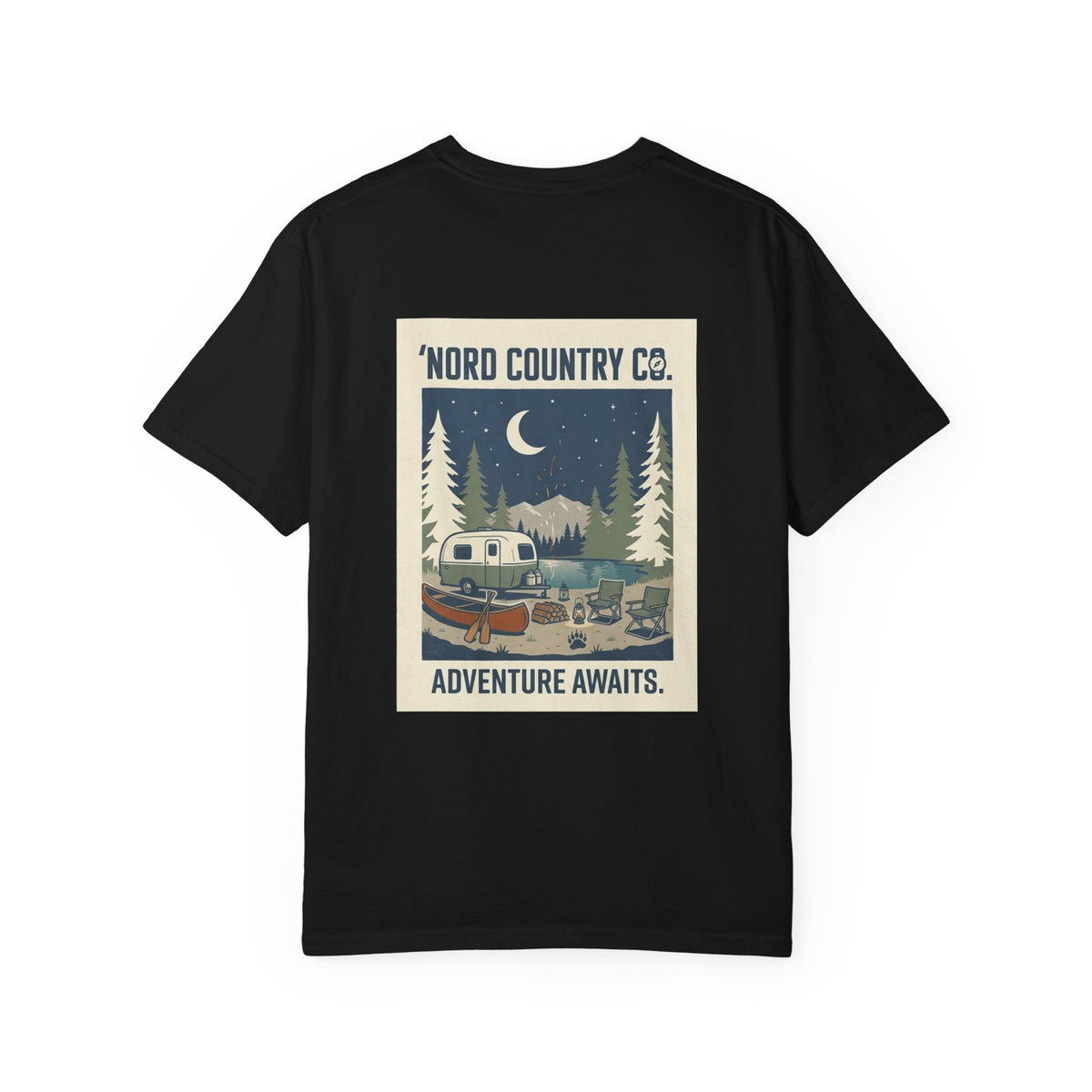 Adventure Camp T-Shirt — "Adventure Awaits" Retro Camper Graphic