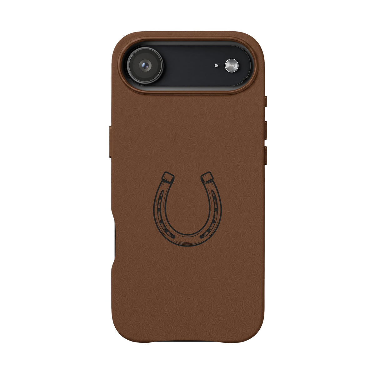 Étui Téléphone Cuir Gravé — Fer à Cheval Minimaliste