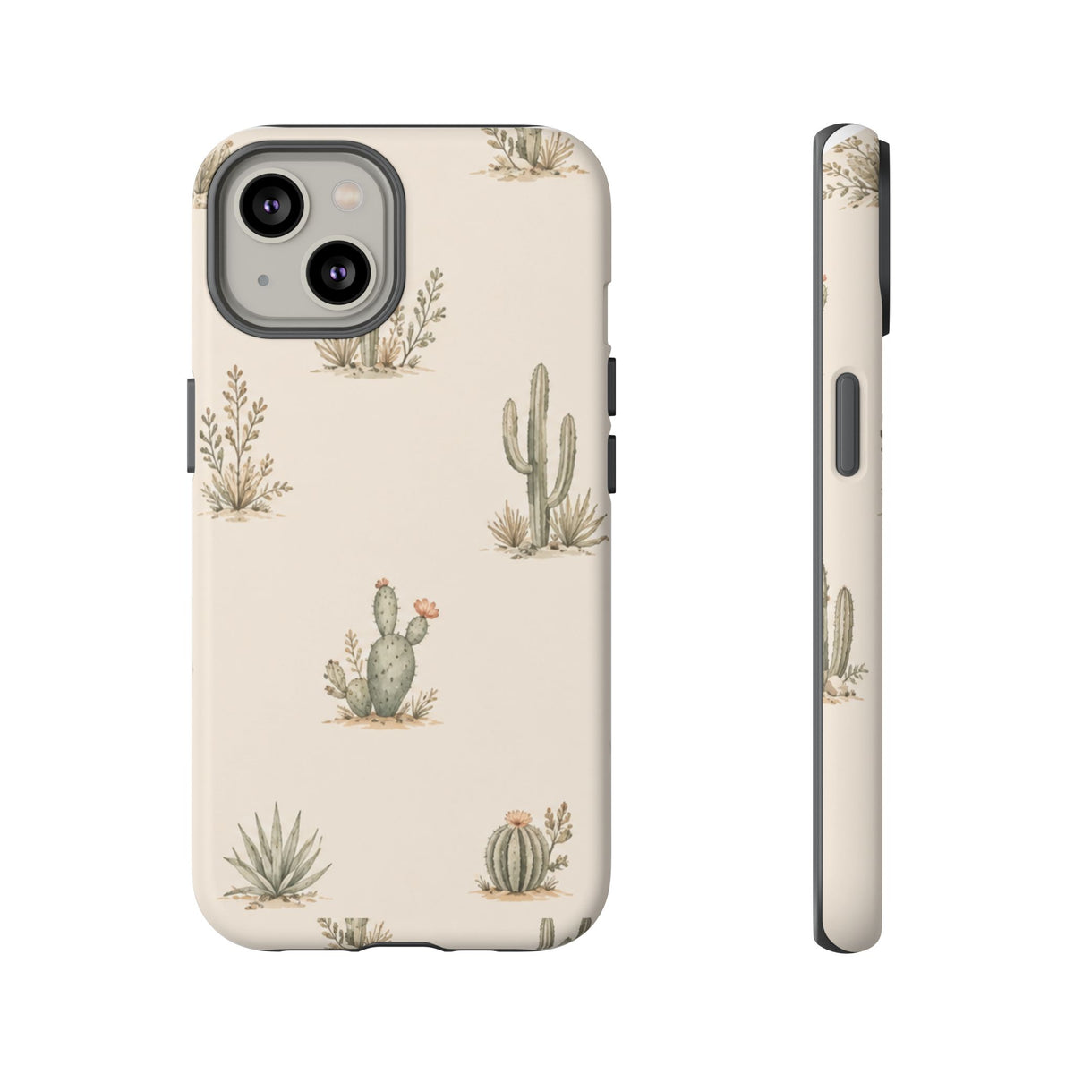 Cactus Pattern Tough Phone Case — Desert Floral Protective Cover