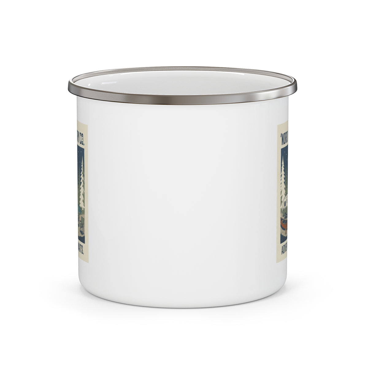 Tasse de Camping en Émail — Adventure Awaits Camping-Car Vintage