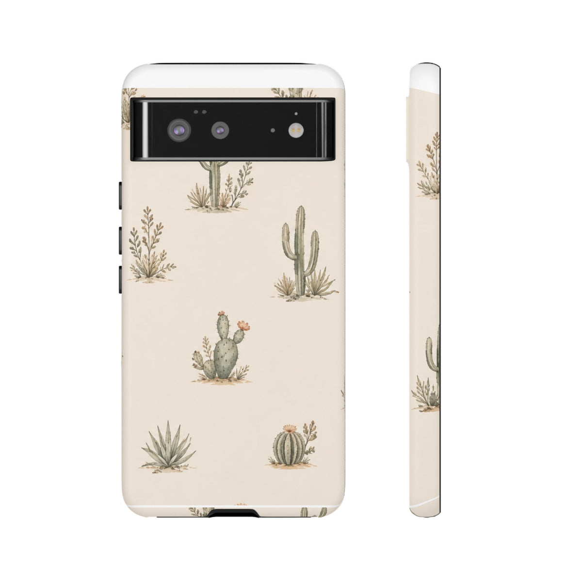 Cactus Pattern Tough Phone Case — Desert Floral Protective Cover