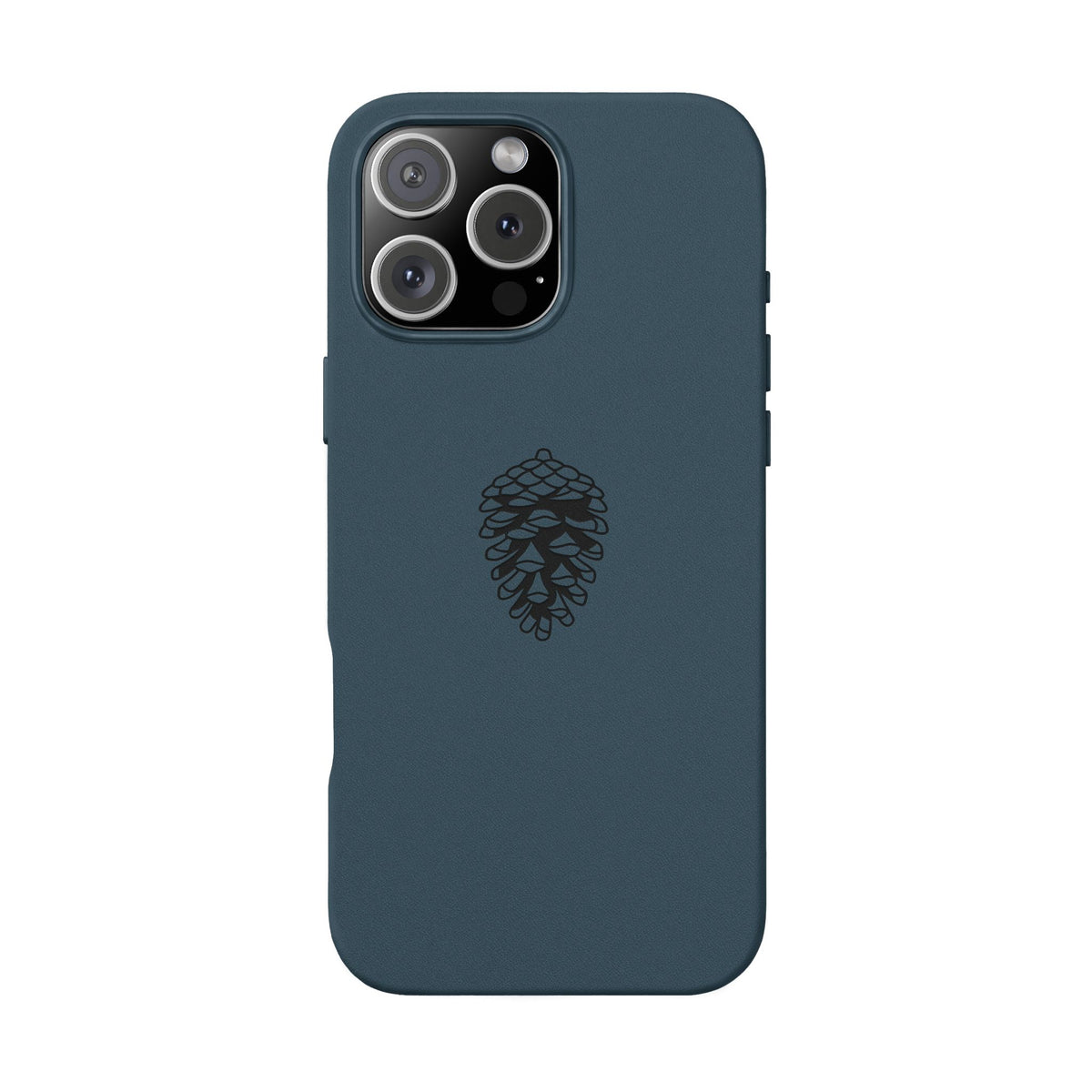Engraved Leather Phone Case — Minimal Pinecone