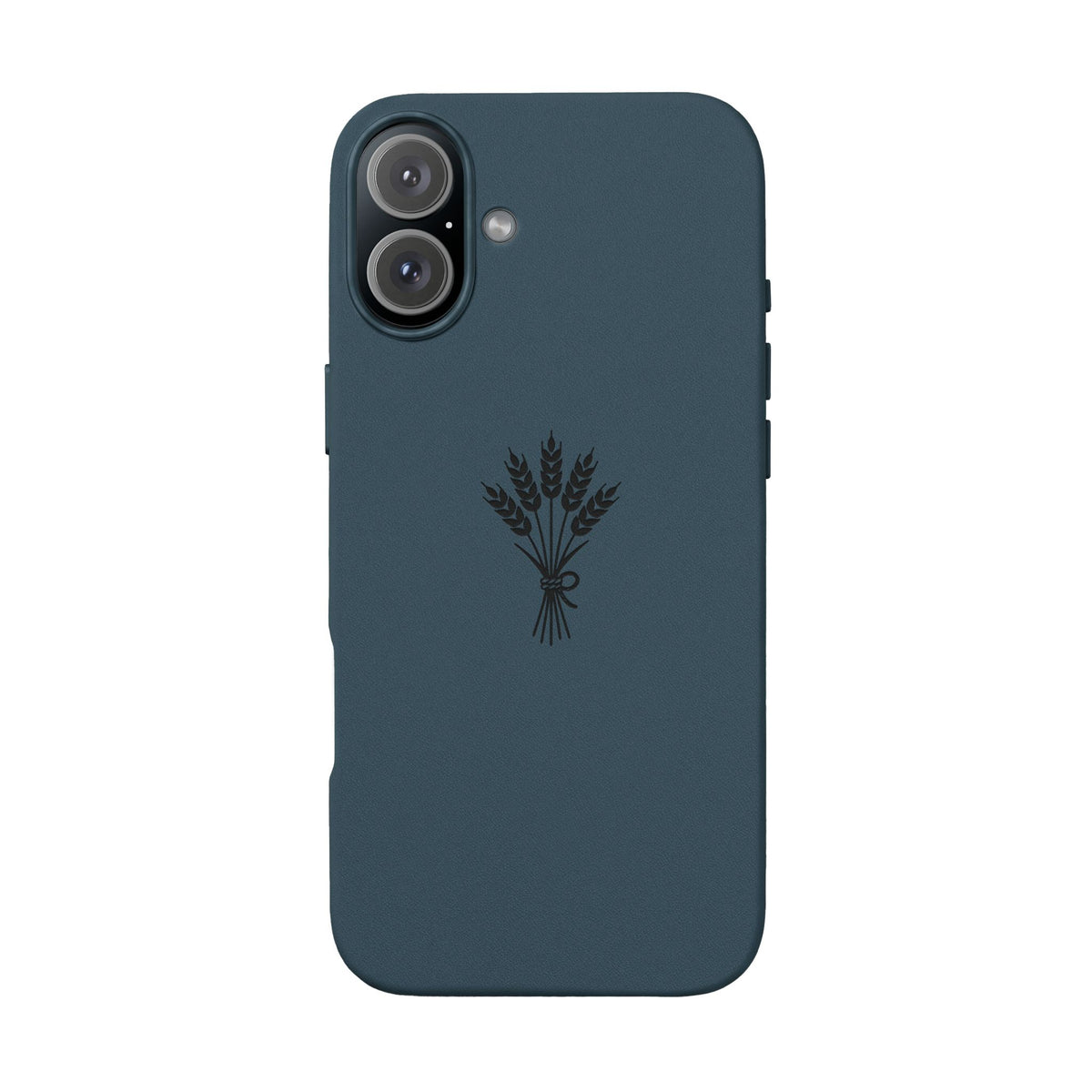 Étui Téléphone Cuir Gravé — Bouquet de Blé Minimaliste