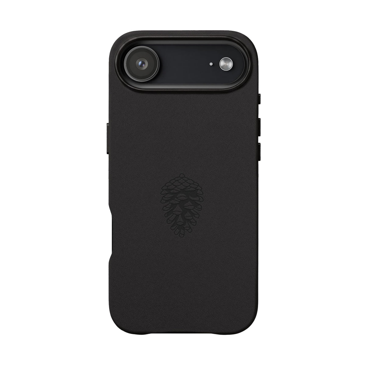 Engraved Leather Phone Case — Minimal Pinecone