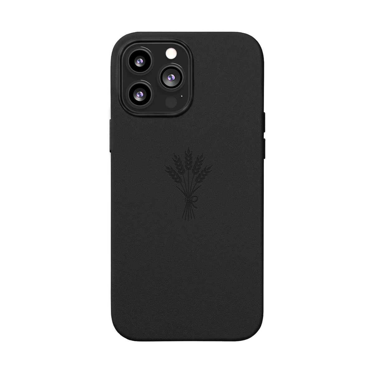 Étui Téléphone Cuir Gravé — Bouquet de Blé Minimaliste