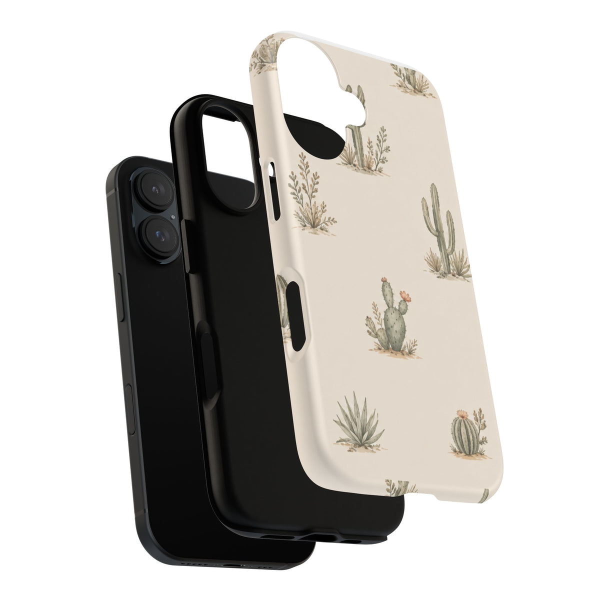 Cactus Pattern Tough Phone Case — Desert Floral Protective Cover