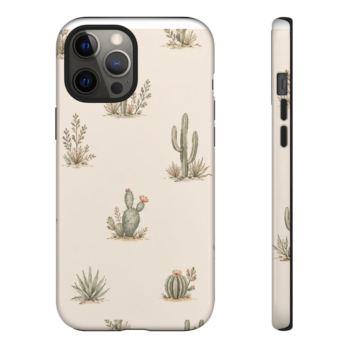 Cactus Pattern Tough Phone Case — Desert Floral Protective Cover