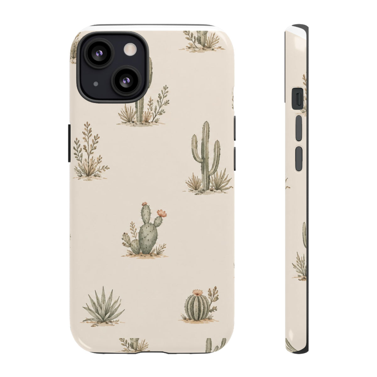 Cactus Pattern Tough Phone Case — Desert Floral Protective Cover