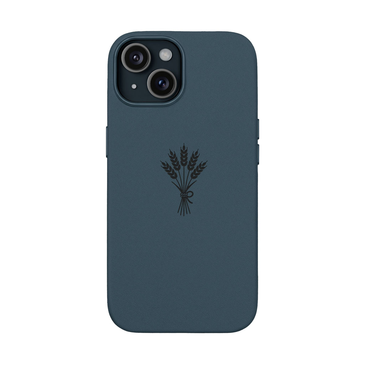 Étui Téléphone Cuir Gravé — Bouquet de Blé Minimaliste