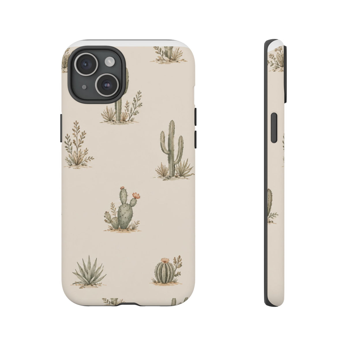 Cactus Pattern Tough Phone Case — Desert Floral Protective Cover