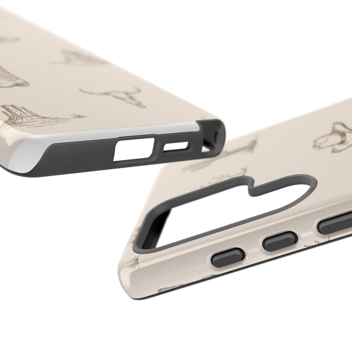 Western Desert Phone Case — Cowboy Boots, Cactus & Skull Pattern
