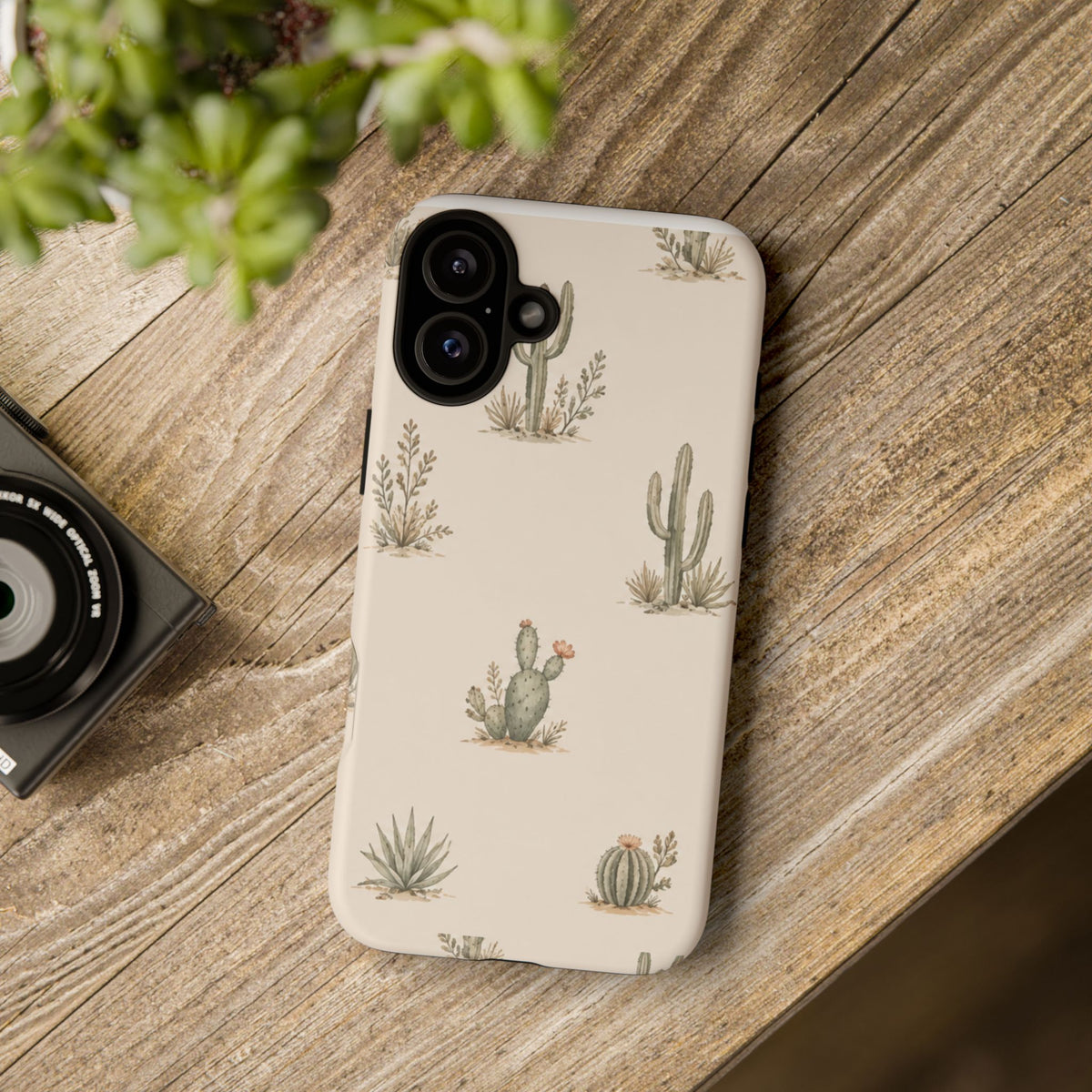 Cactus Pattern Tough Phone Case — Desert Floral Protective Cover