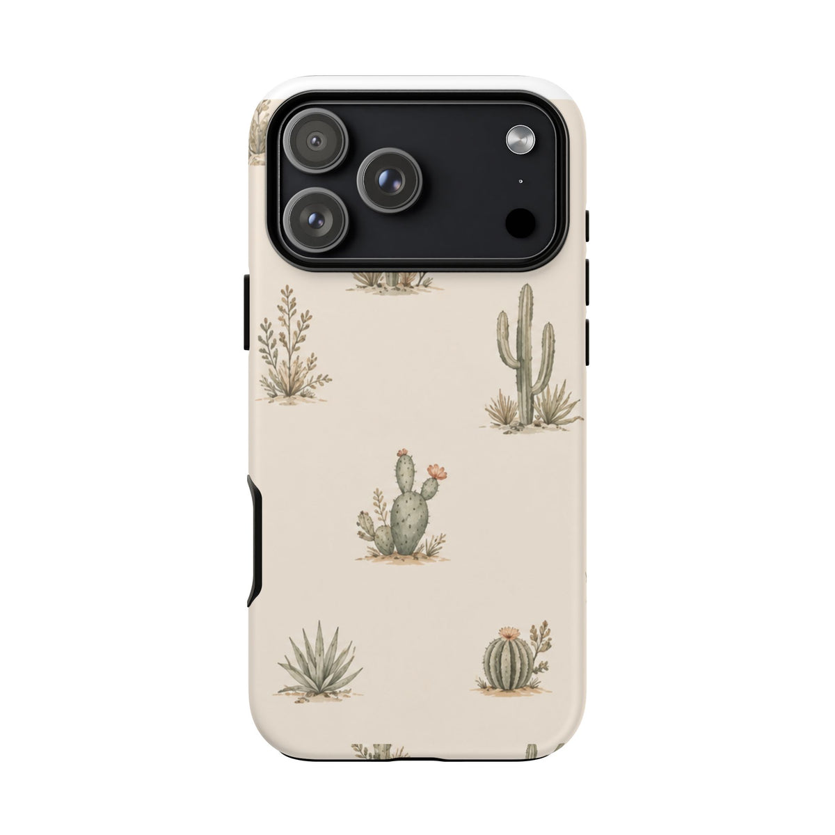 Cactus Pattern Tough Phone Case — Desert Floral Protective Cover