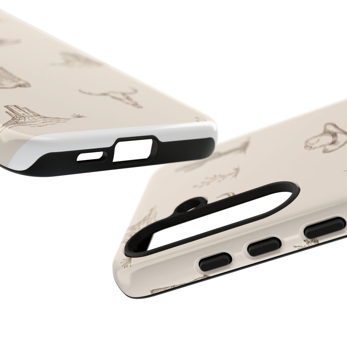 Western Desert Phone Case — Cowboy Boots, Cactus & Skull Pattern