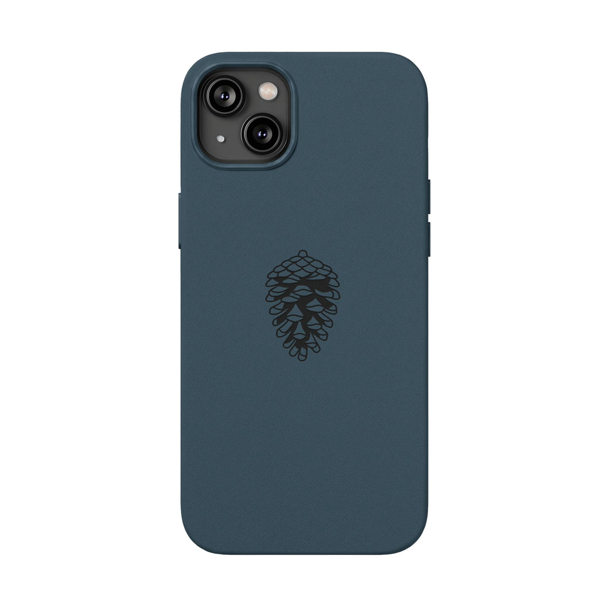 Engraved Leather Phone Case — Minimal Pinecone