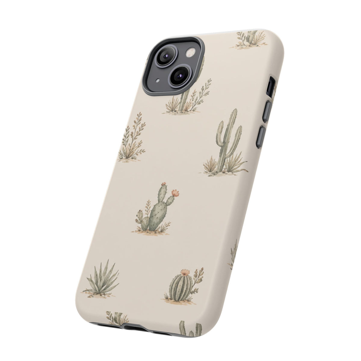 Cactus Pattern Tough Phone Case — Desert Floral Protective Cover