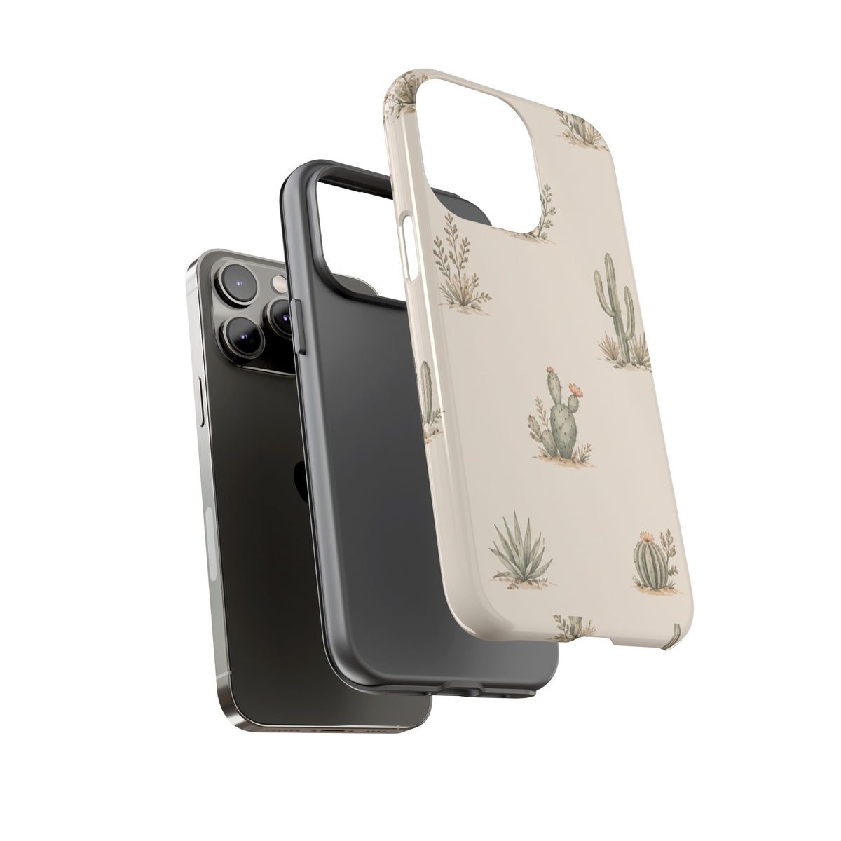 Cactus Pattern Tough Phone Case — Desert Floral Protective Cover