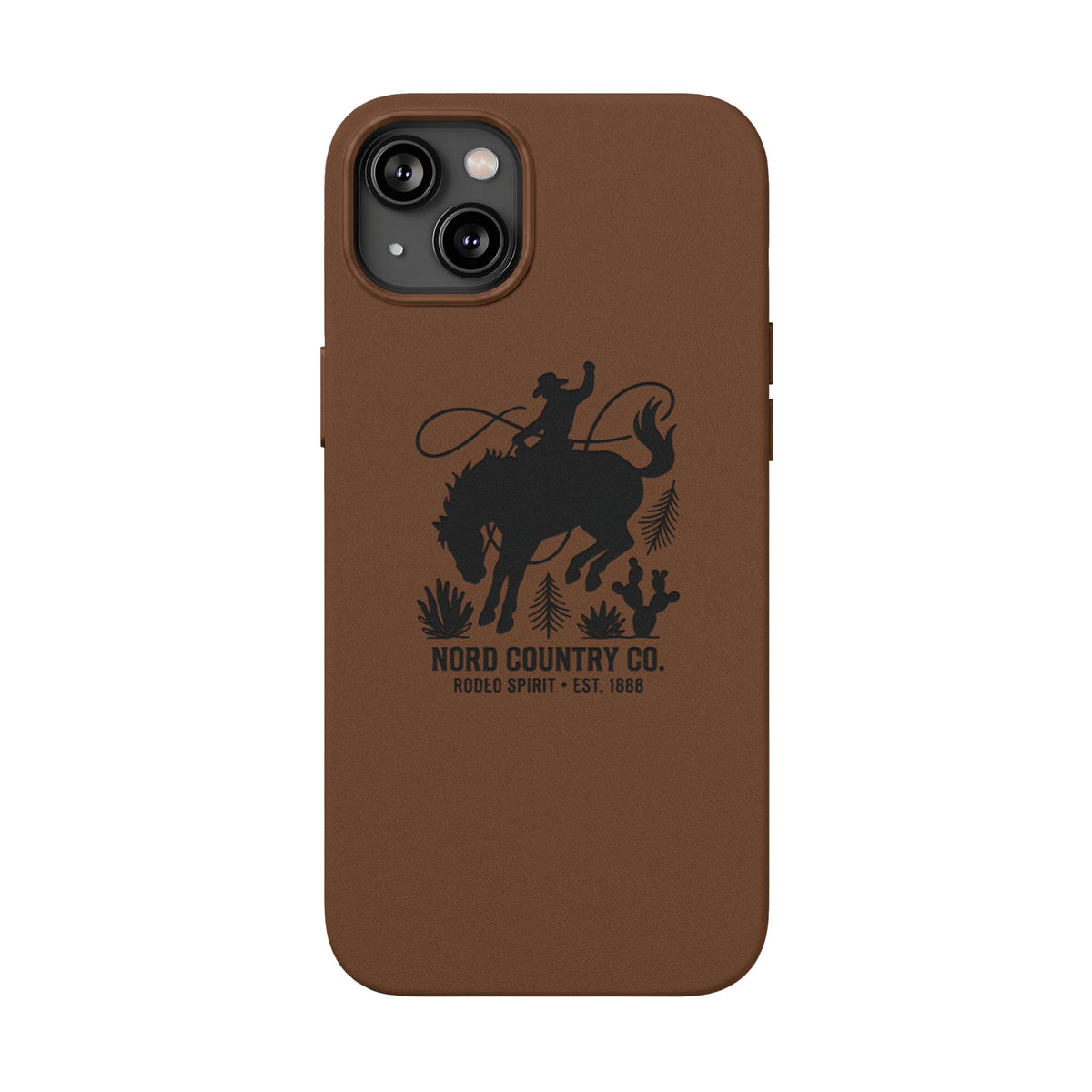 Étui Téléphone Cuir Gravé — Design Minimaliste Chameau