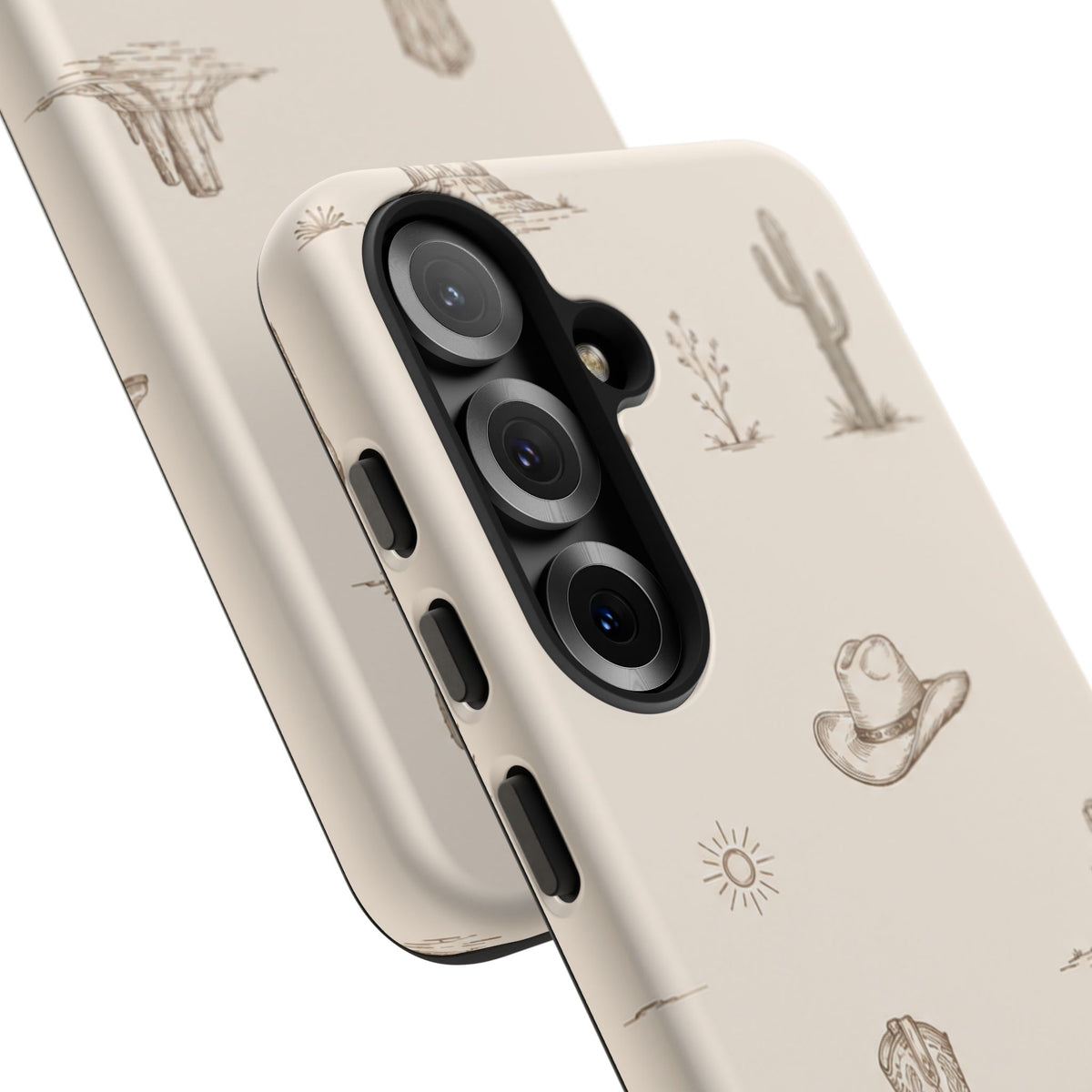 Western Desert Phone Case — Cowboy Boots, Cactus & Skull Pattern