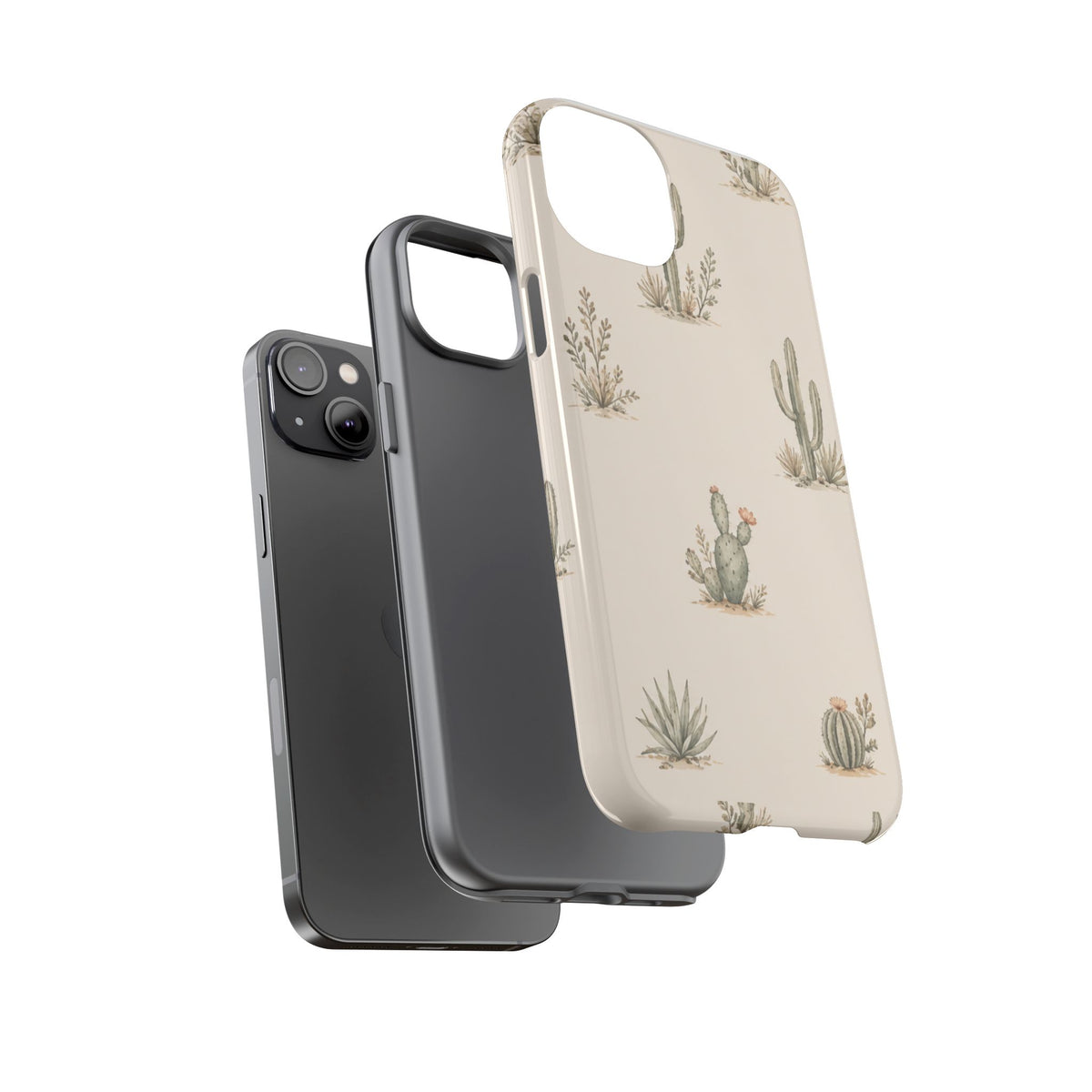Cactus Pattern Tough Phone Case — Desert Floral Protective Cover