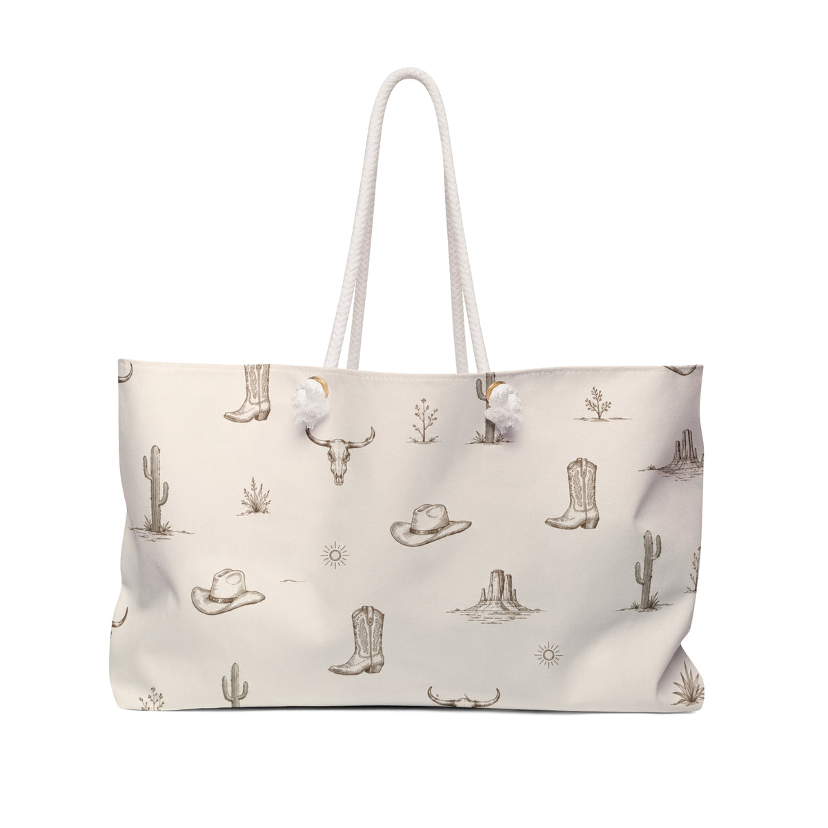 Sac Weekender Désert Western — Bottes de Cowboy et Motif Cactus — Nord Country Co.