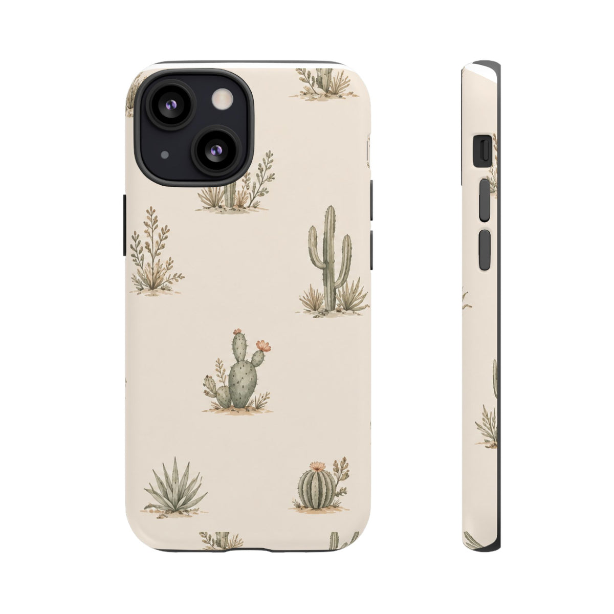 Cactus Pattern Tough Phone Case — Desert Floral Protective Cover