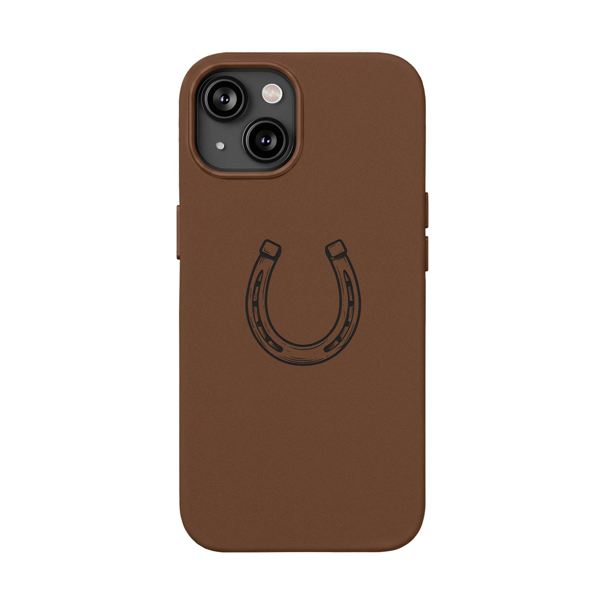 Étui Téléphone Cuir Gravé — Fer à Cheval Minimaliste