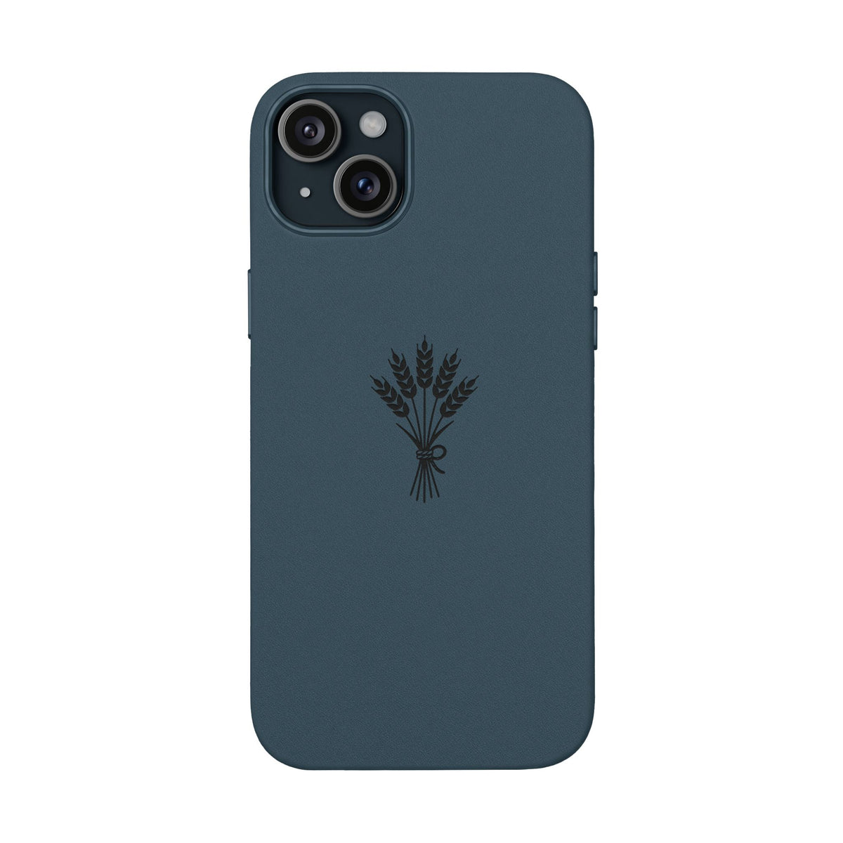 Étui Téléphone Cuir Gravé — Bouquet de Blé Minimaliste