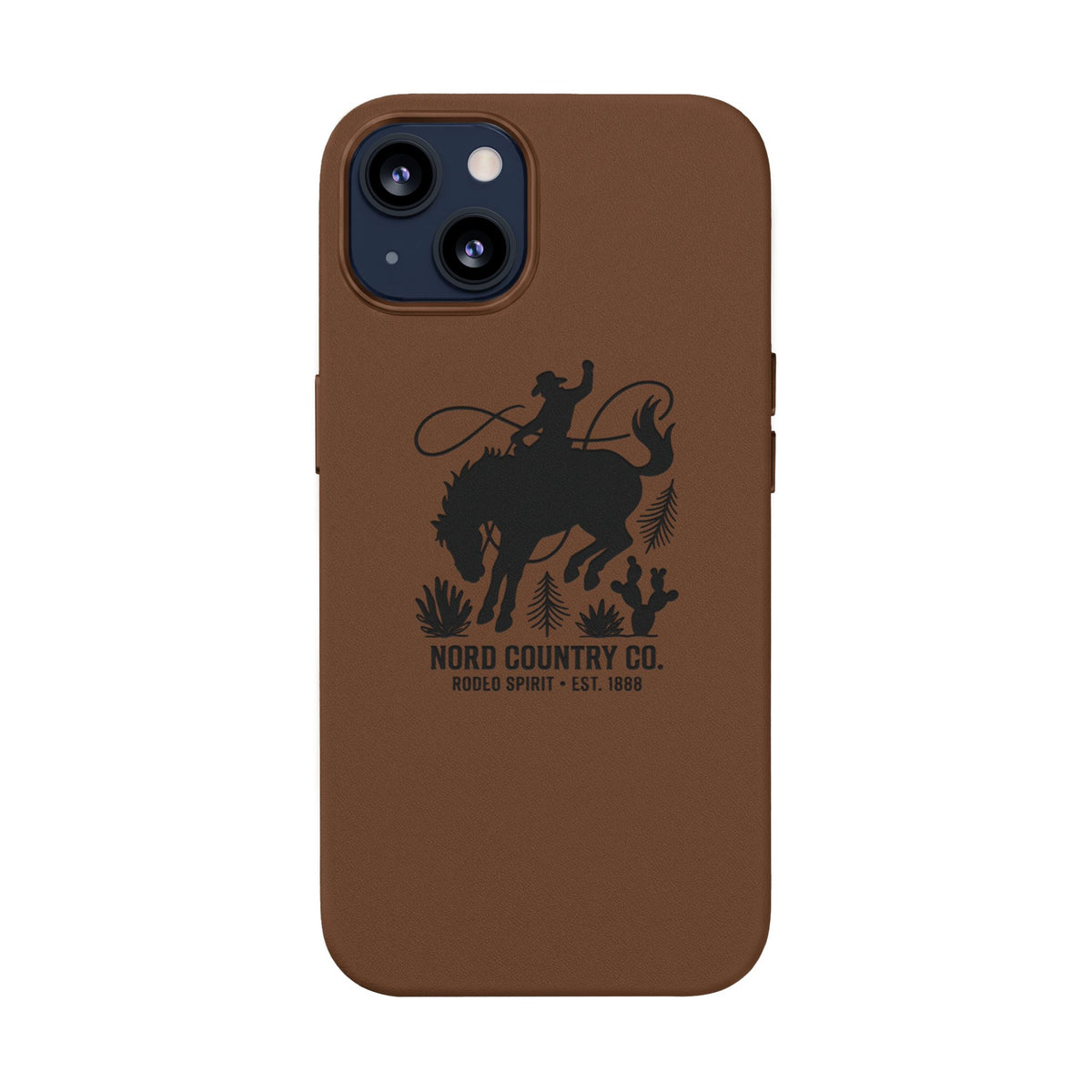 Étui Téléphone Cuir Gravé — Design Minimaliste Chameau