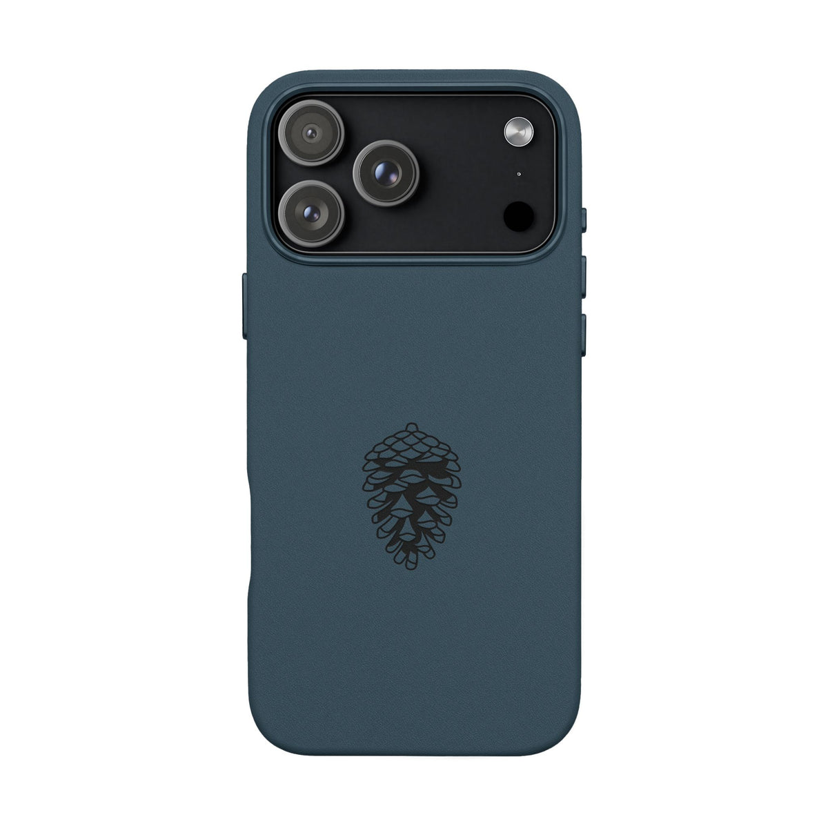 Engraved Leather Phone Case — Minimal Pinecone