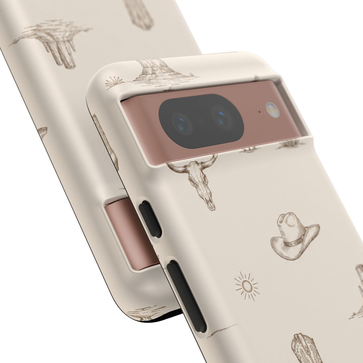Western Desert Phone Case — Cowboy Boots, Cactus & Skull Pattern