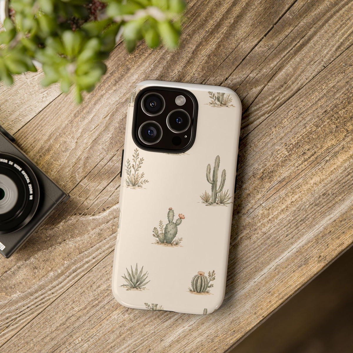 Cactus Pattern Tough Phone Case — Desert Floral Protective Cover